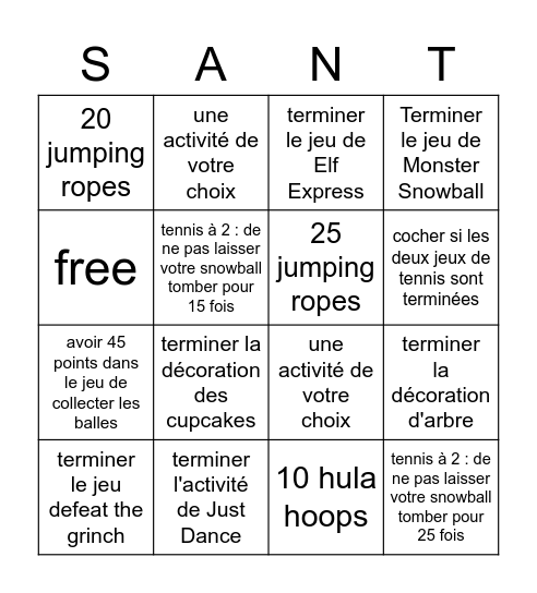 SANTA BINGO Card