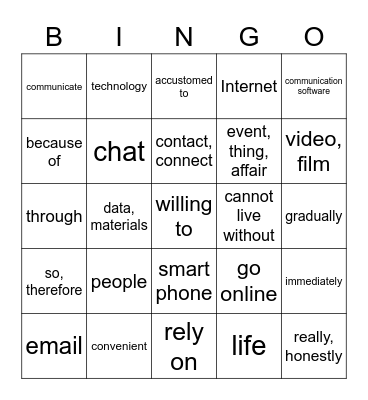 Nov 13-English Bingo Card