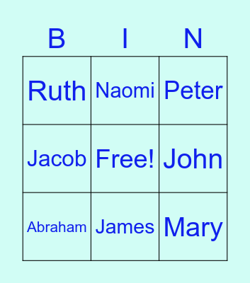 Sabbath School Bingo Card