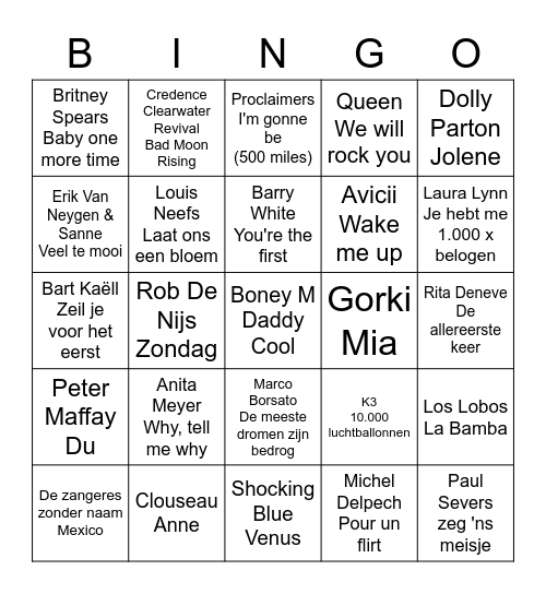 Wij halen alles uit de kast voor u! Bingo Card