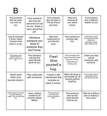 Interactive Human Bingo Card