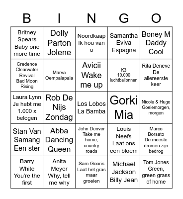 Wij halen alles uit de kast voor u8 Bingo Card