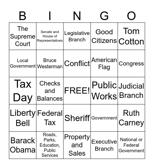 Government Bingo  Bingo Card