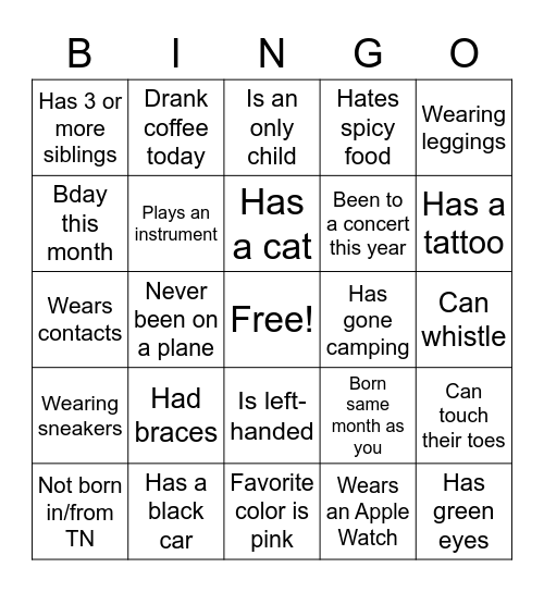 Transitions 1 Bingo! Bingo Card