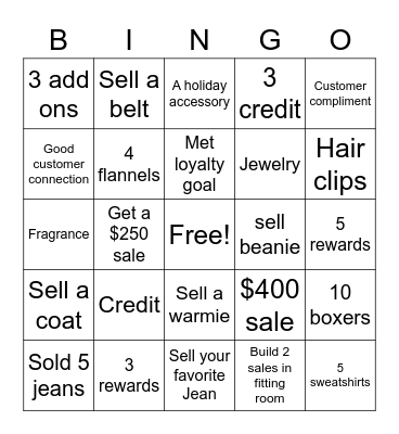 Holiday BINGO Card