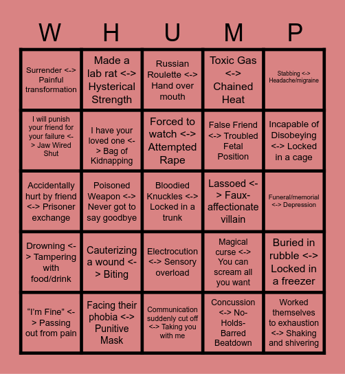 Bad Things Happen Bingo Card