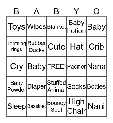 Shiffu's Baby Shower Bingo! Bingo Card