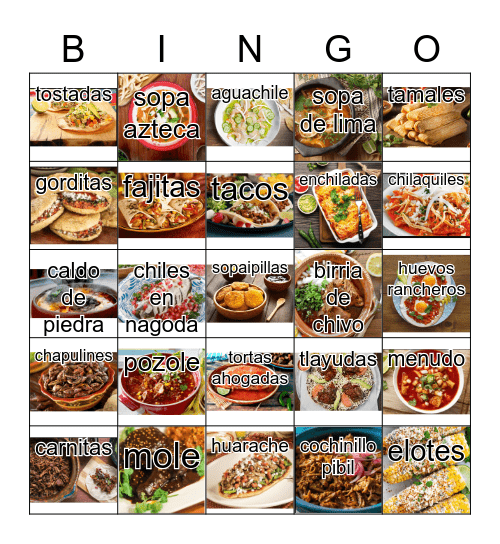 India or Mexico - As long as it is spicy! Bingo Card