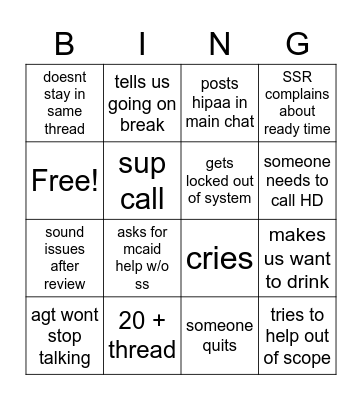 Spa Week Bingo Card
