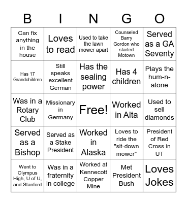 Facts About Grampy Bingo Card