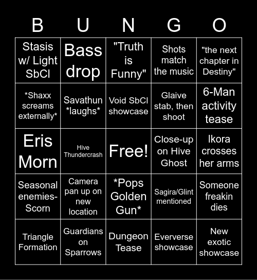 Witch Queen Trailer Bingo Card