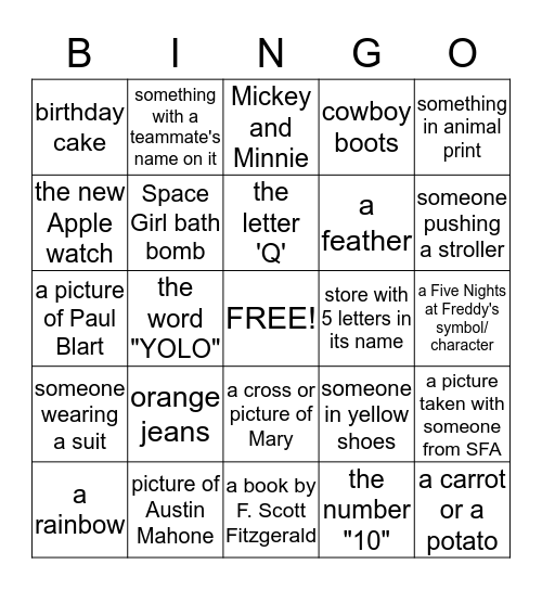 Emma's 10th Mall Birthday BINGO  Bingo Card