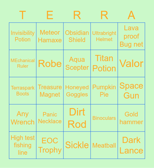 Terraria Bingo Codie Bingo Card