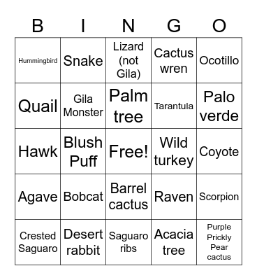 Jurgens Xmas Desert Bingo Card