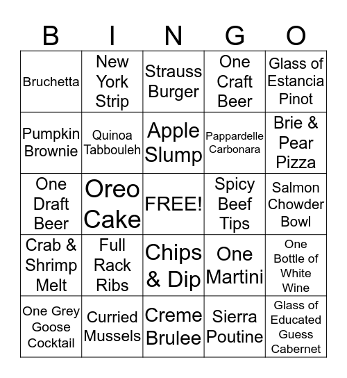 Sierra Cafe 5/17-5/23 Bingo Card