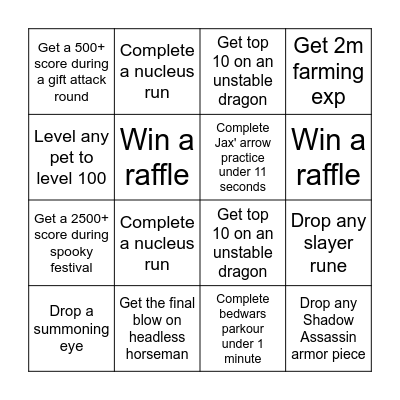 Shiftei Bingo Card