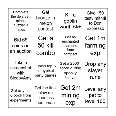 Shiftei Bingo Card