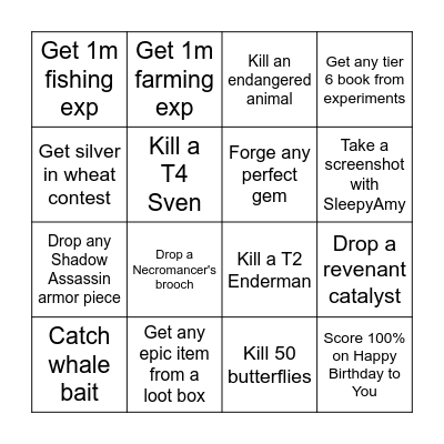 SippyApple Bingo Card
