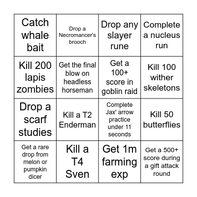 Slepps Bingo Card