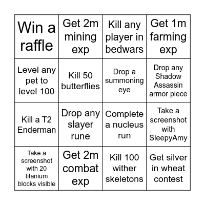 808tallgirl Bingo Card