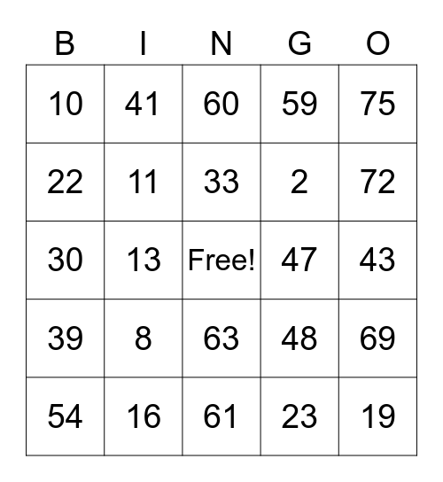 Linda's 60th Bingo Card