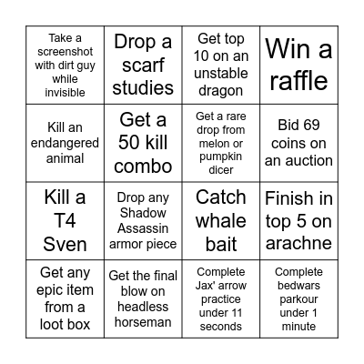 Ledflunk Bingo Card
