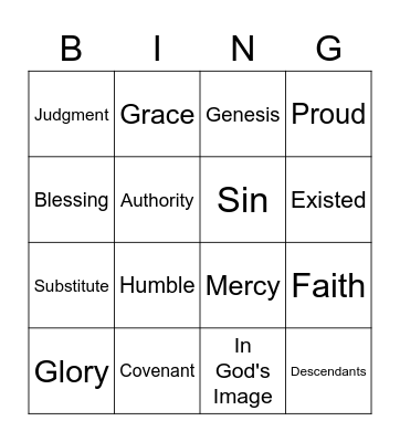 Sunday School Words to Know Bingo Card