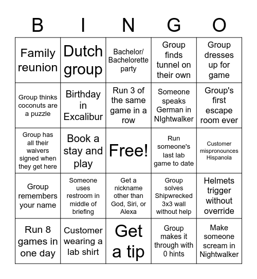 Labyrinth Bingo Card