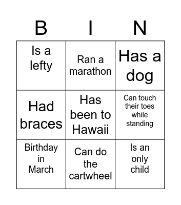 Ice Breaker Bingo Card