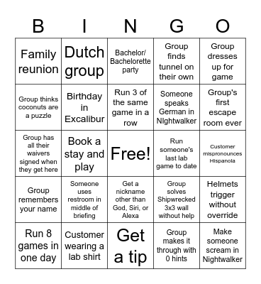 Labyrinth Bingo Card