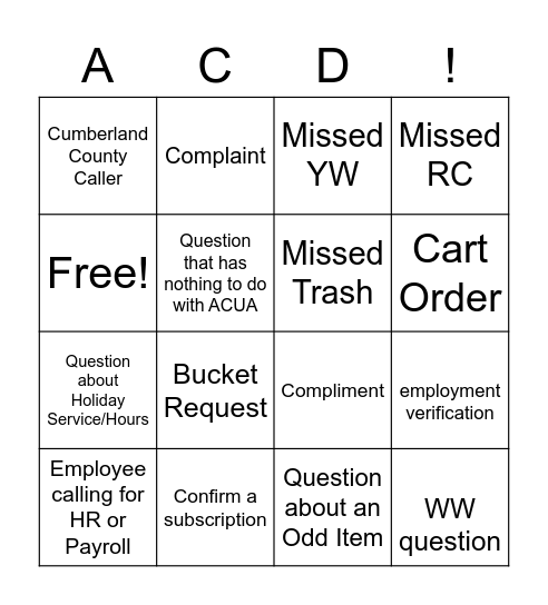 ACD Bingo Card