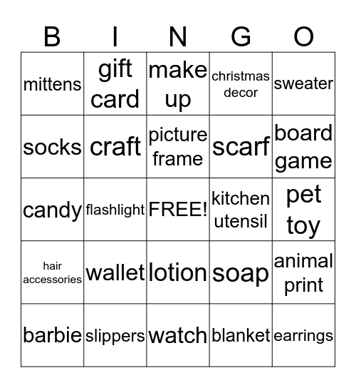 Christmas Bingo Card