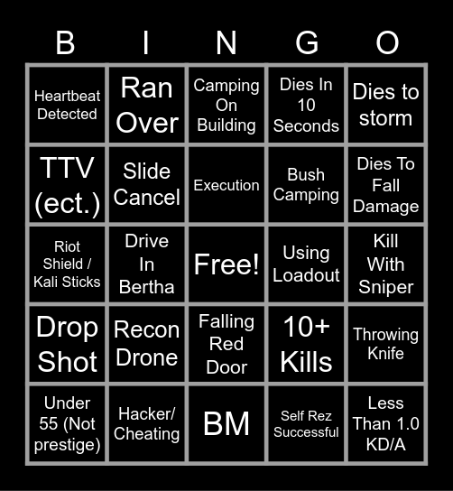 Warzone spectate bingo Card