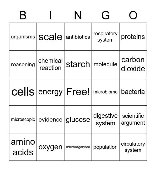 Science Bingo Card