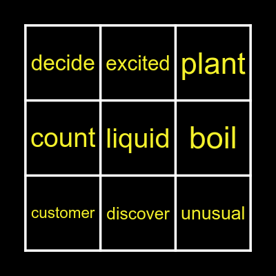 Unit 5.2 Vocabulary Bingo Card