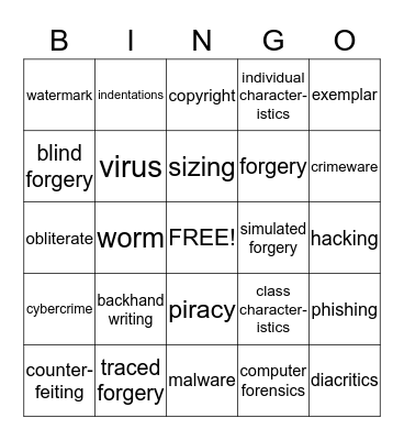 Chapter 16 Bingo Card