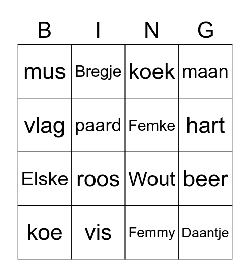 Bregje haar feestje Bingo Card