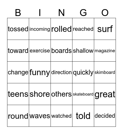 3rd Grade Bingo Card