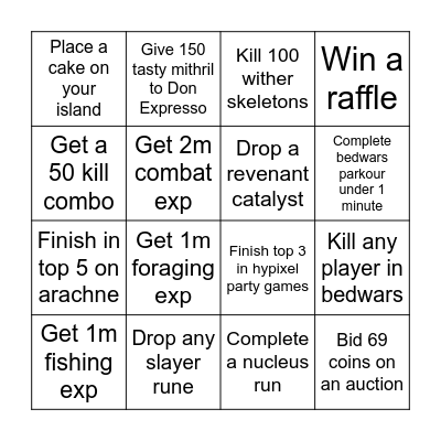 Biiio Bingo Card