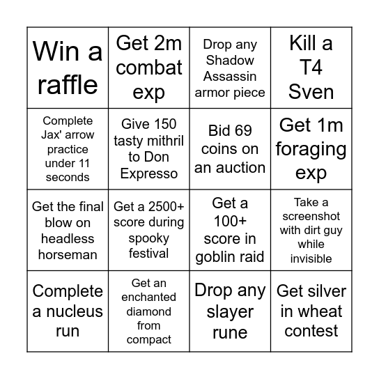 Bakun Bingo Card