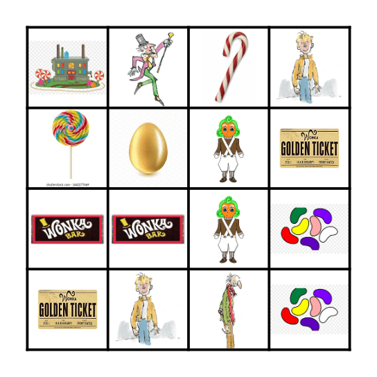 Charlie and the Chocolate Factory Bingo Card