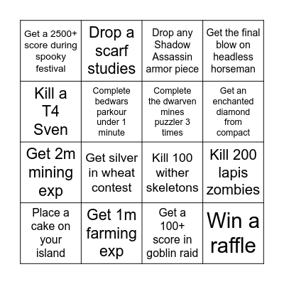 SkyblockOverlord Bingo Card