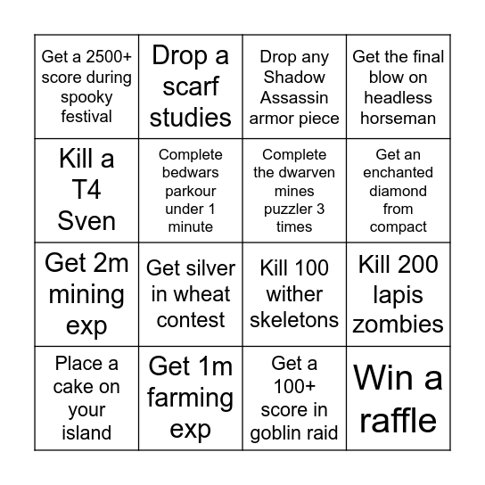 SkyblockOverlord Bingo Card