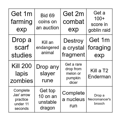 saraklinger Bingo Card