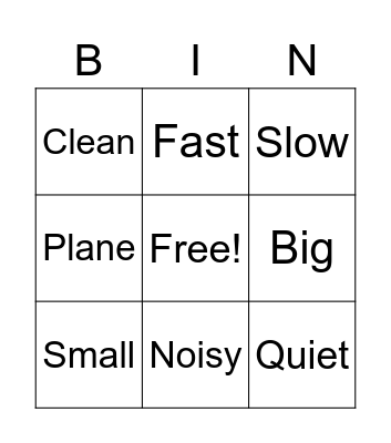 Unit 2 vocabulary Bingo Card