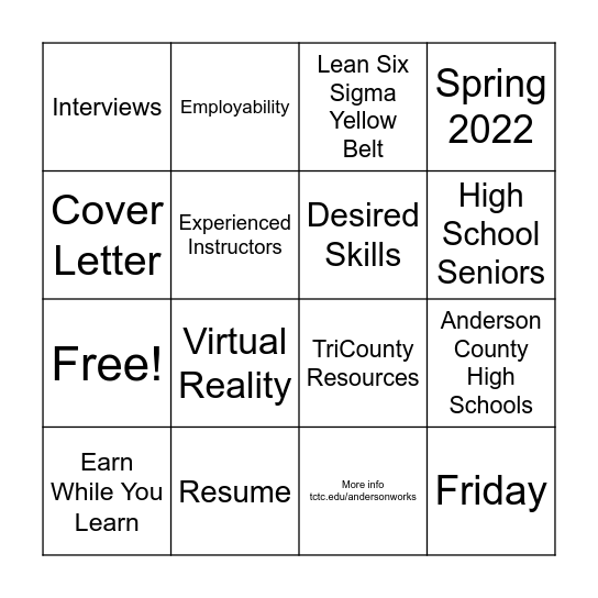 Manufacturing Works Bingo Card