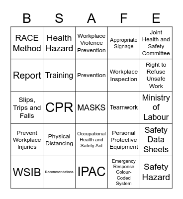 Robertson House Portfolio JHSC Bingo Card