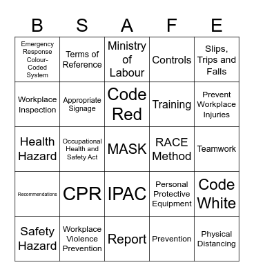 Robertson House Portfolio JHSC Bingo Card