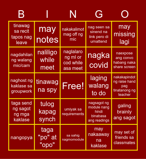 KUMUSTAHAN WITH SHA - ODL CARD Bingo Card