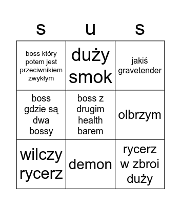 soulslike boss bingo Card